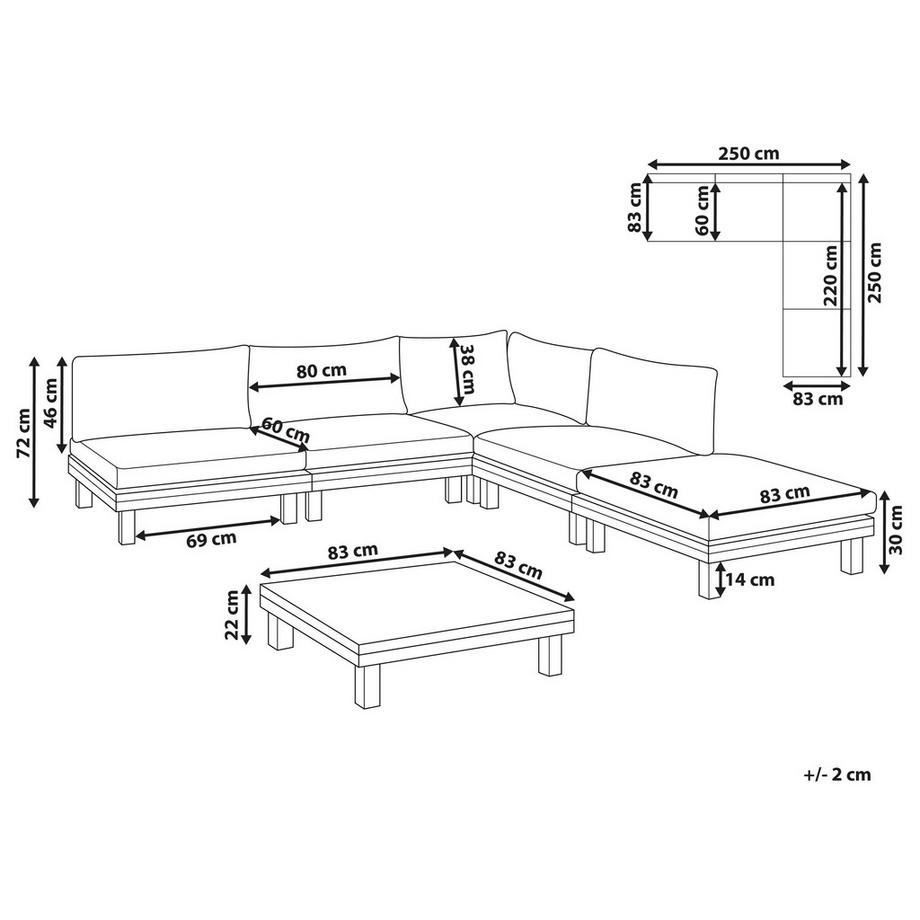 Beliani Set lounge pour jardin en Bois d'acacia certifié FSC® Moderne FRAZZANO  