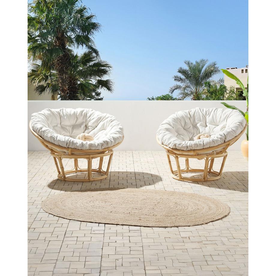 Beliani Set di 2 poltrone da giardino con cuscini en Rattan Boho SALVO  