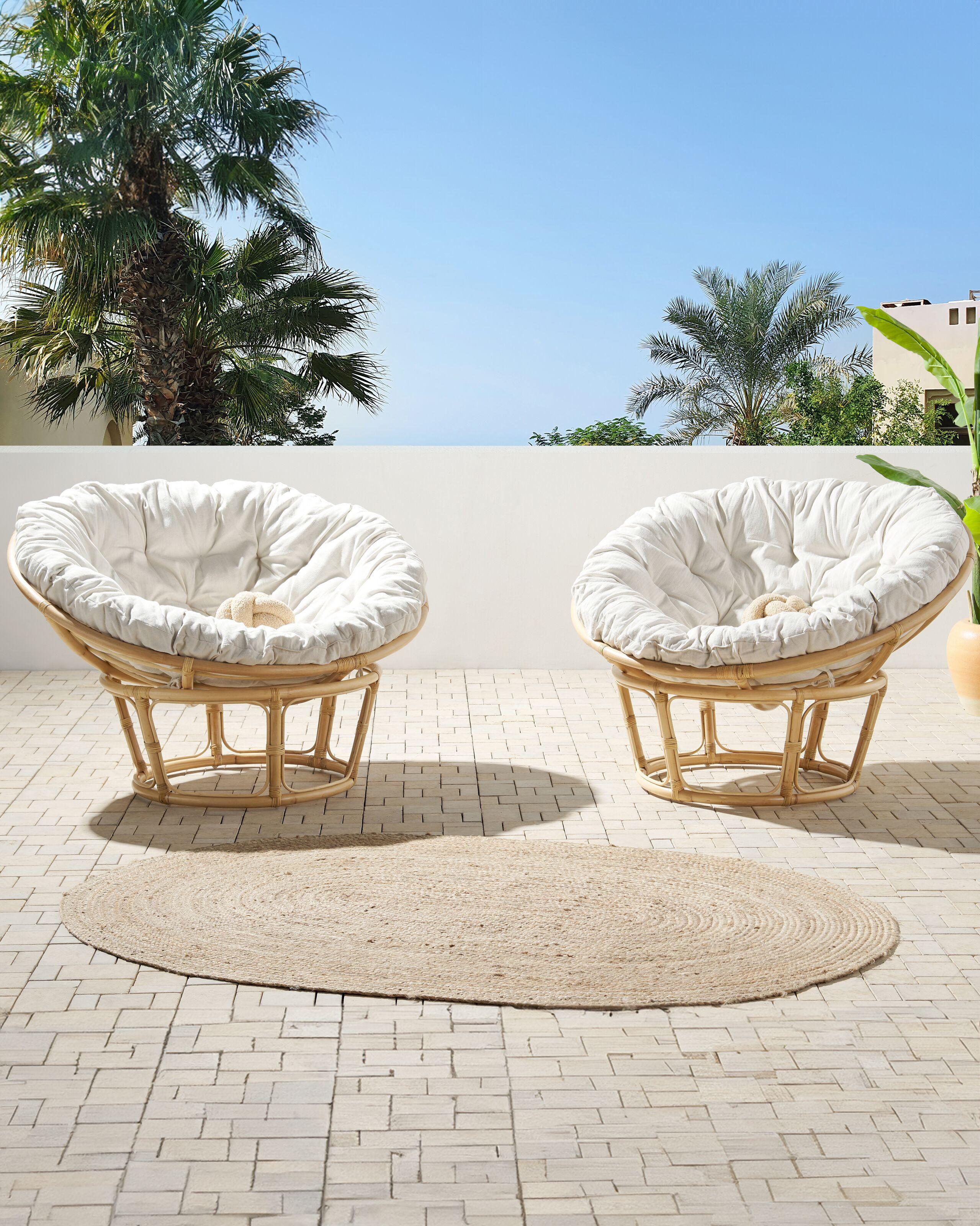 Beliani Set di 2 sedie da giardino con cuscini en Rattan Boho SALVO  