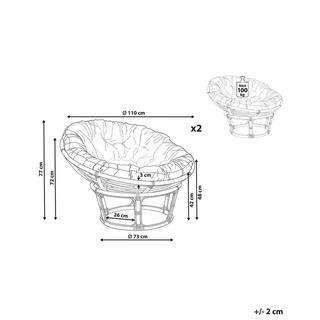 Beliani Set di 2 sedie da giardino con cuscini en Rattan Boho SALVO  