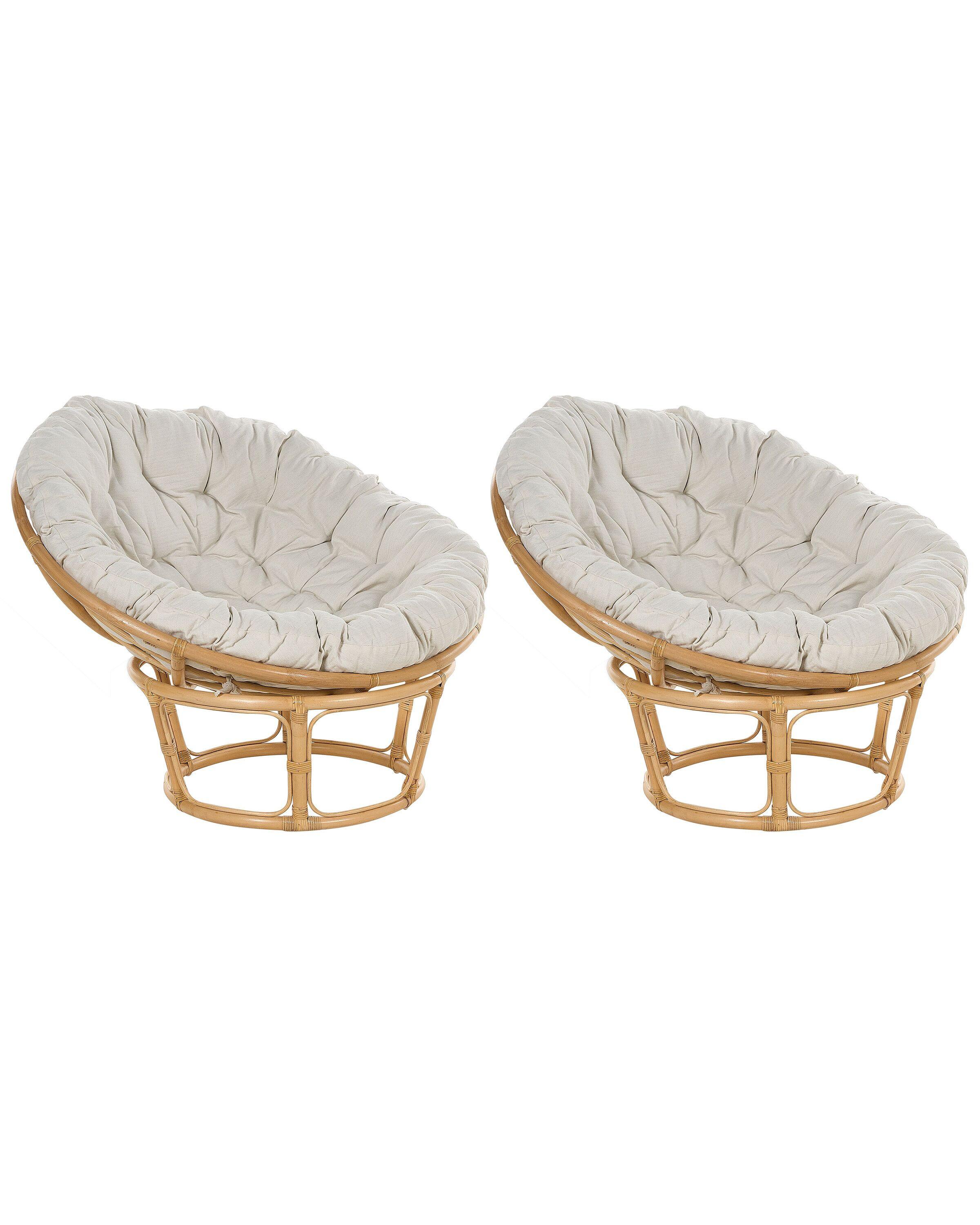 Beliani Set di 2 sedie da giardino con cuscini en Rattan Boho SALVO  