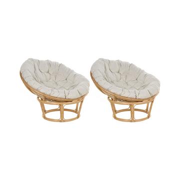 Set di 2 poltrone da giardino con cuscini en Rattan Boho SALVO