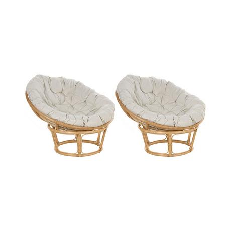 Beliani Set di 2 sedie da giardino con cuscini en Rattan Boho SALVO  