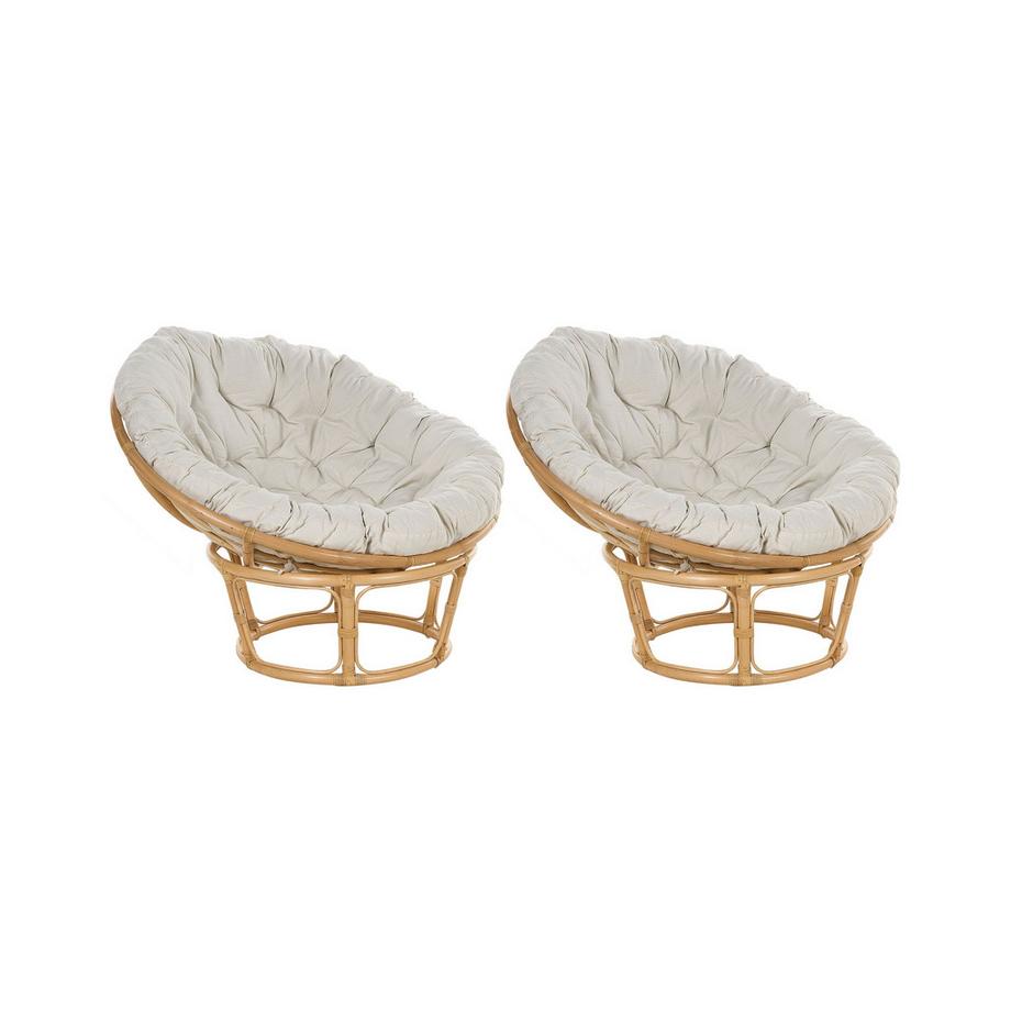 Beliani Set di 2 poltrone da giardino con cuscini en Rattan Boho SALVO  