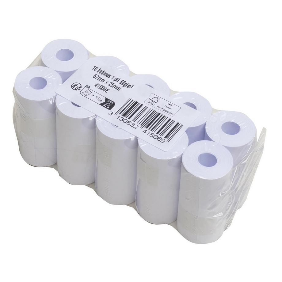 Exacompta Additionsrolle 57mm x 6,5m, 1-lagig, Offset extraweiß 60g, ohne Kern - x 30  