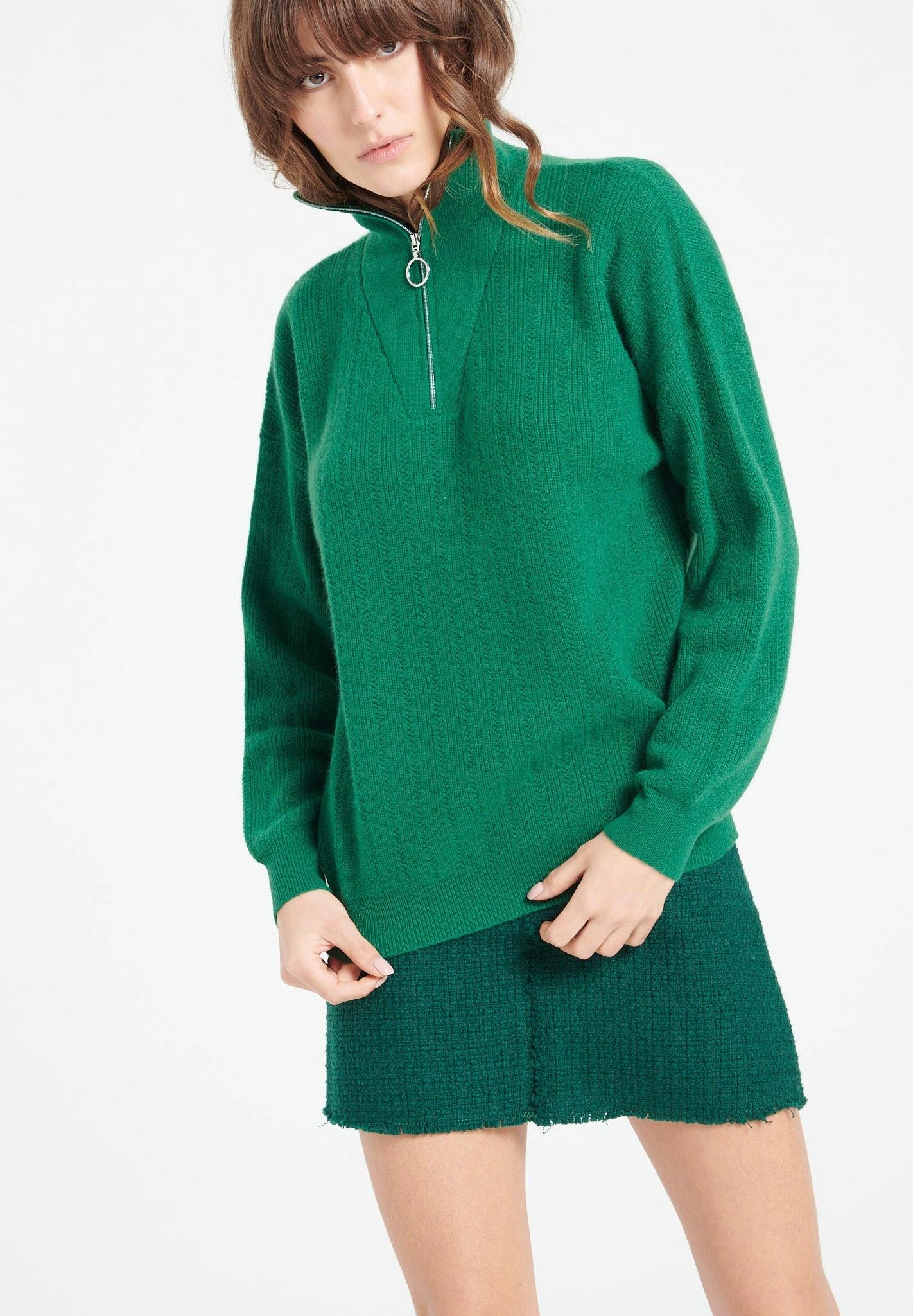 Studio Cashmere8  LILLY 28 Maglione con collo a imbuto con zip - 100% cashmere 