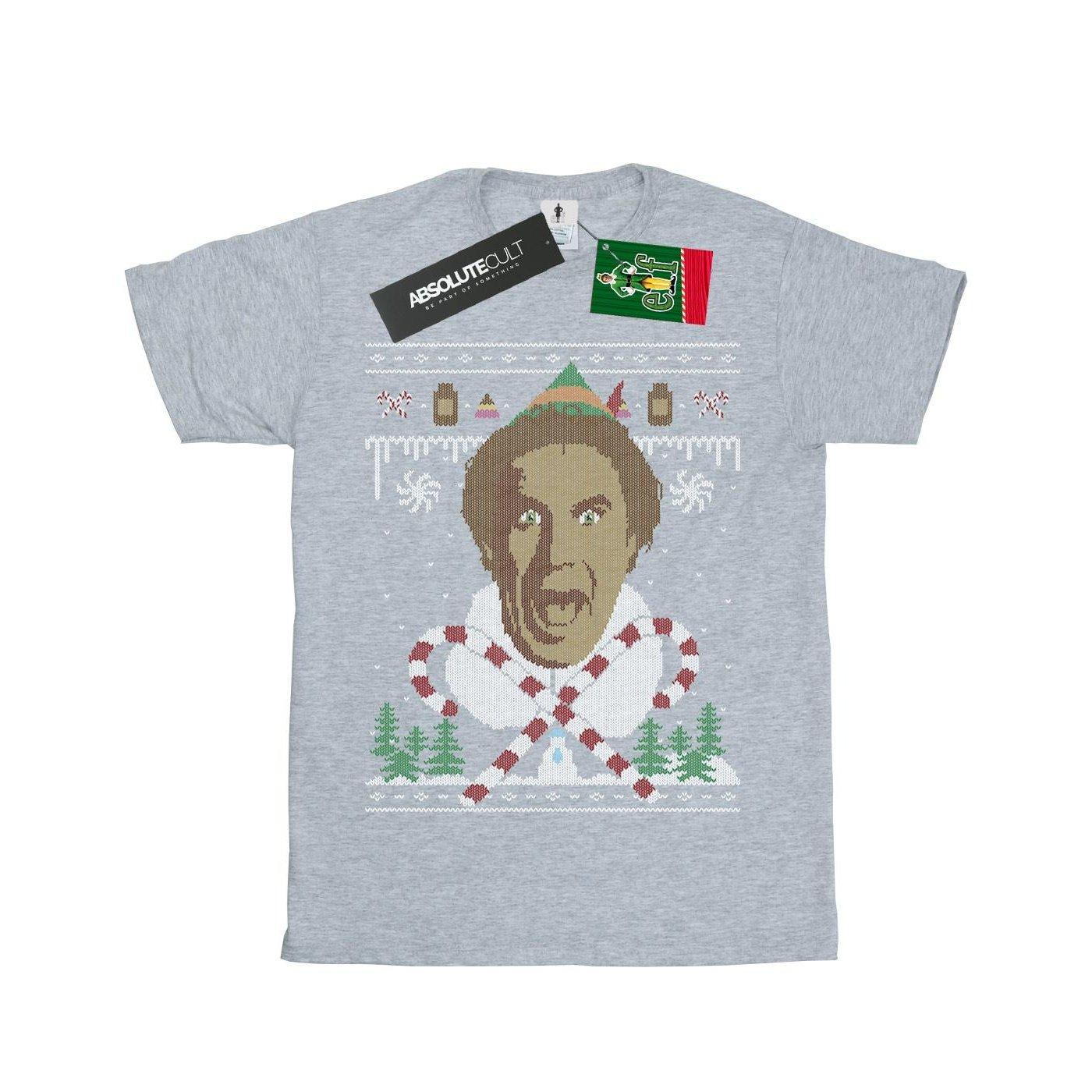 Image of Christmas Fair Isle Tshirt Jungen Grau 152-158