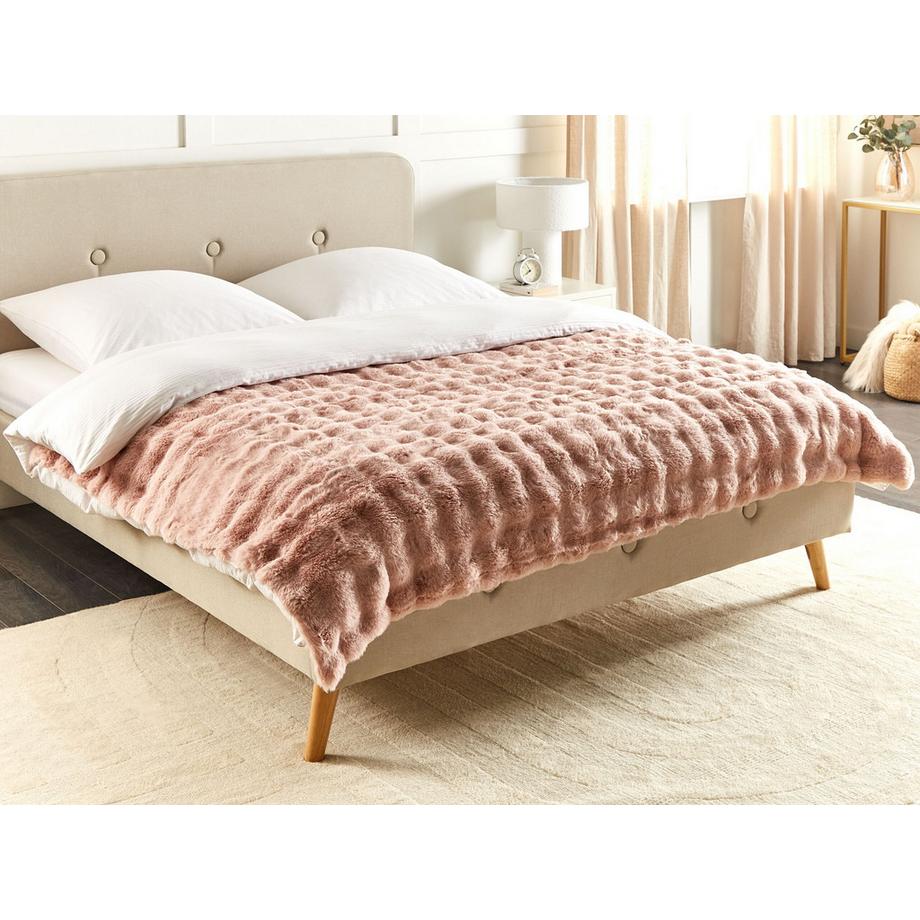 Beliani Salka Couverture Douillette Classique en Fausse Fourrure  