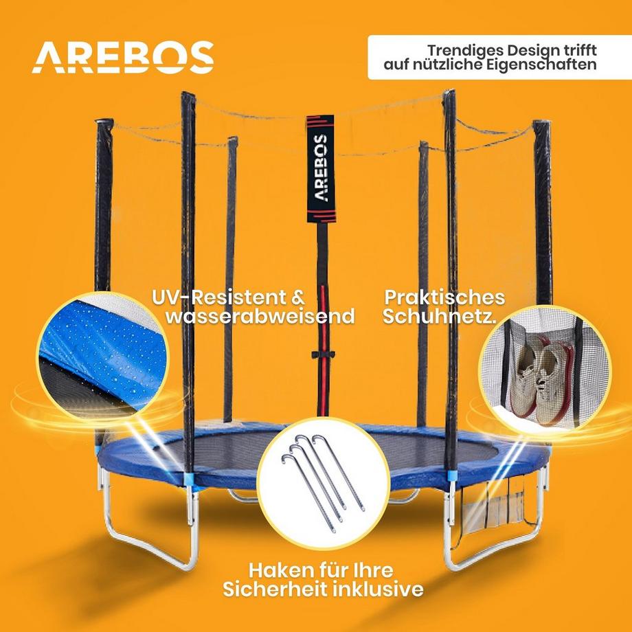 Arebos  Trampoline jardin Trampoline pour enfants ensemble complet extérieur 