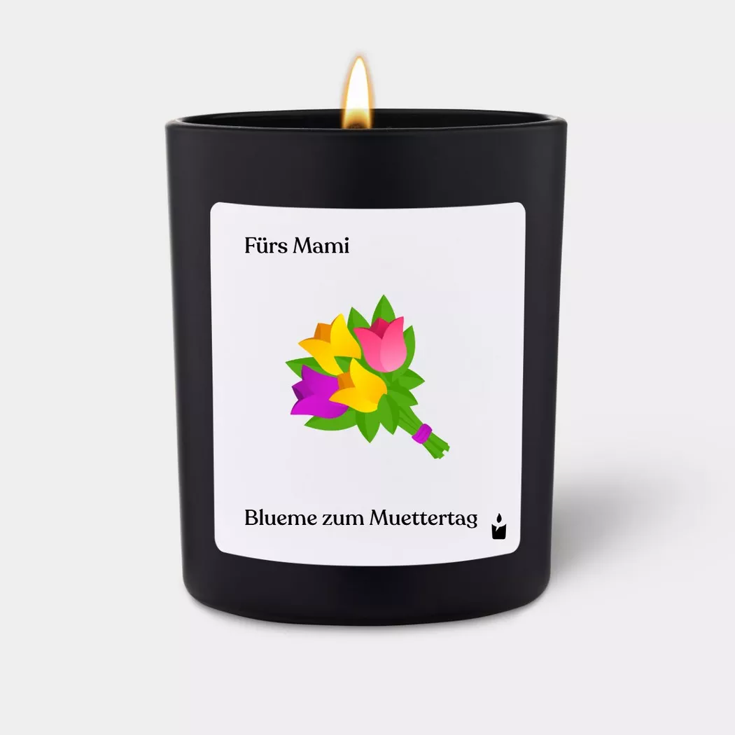 CandleHand - Duftkerze Flowery Fürs Mami. Blueme zum Muettertag, One Size, Schwarz