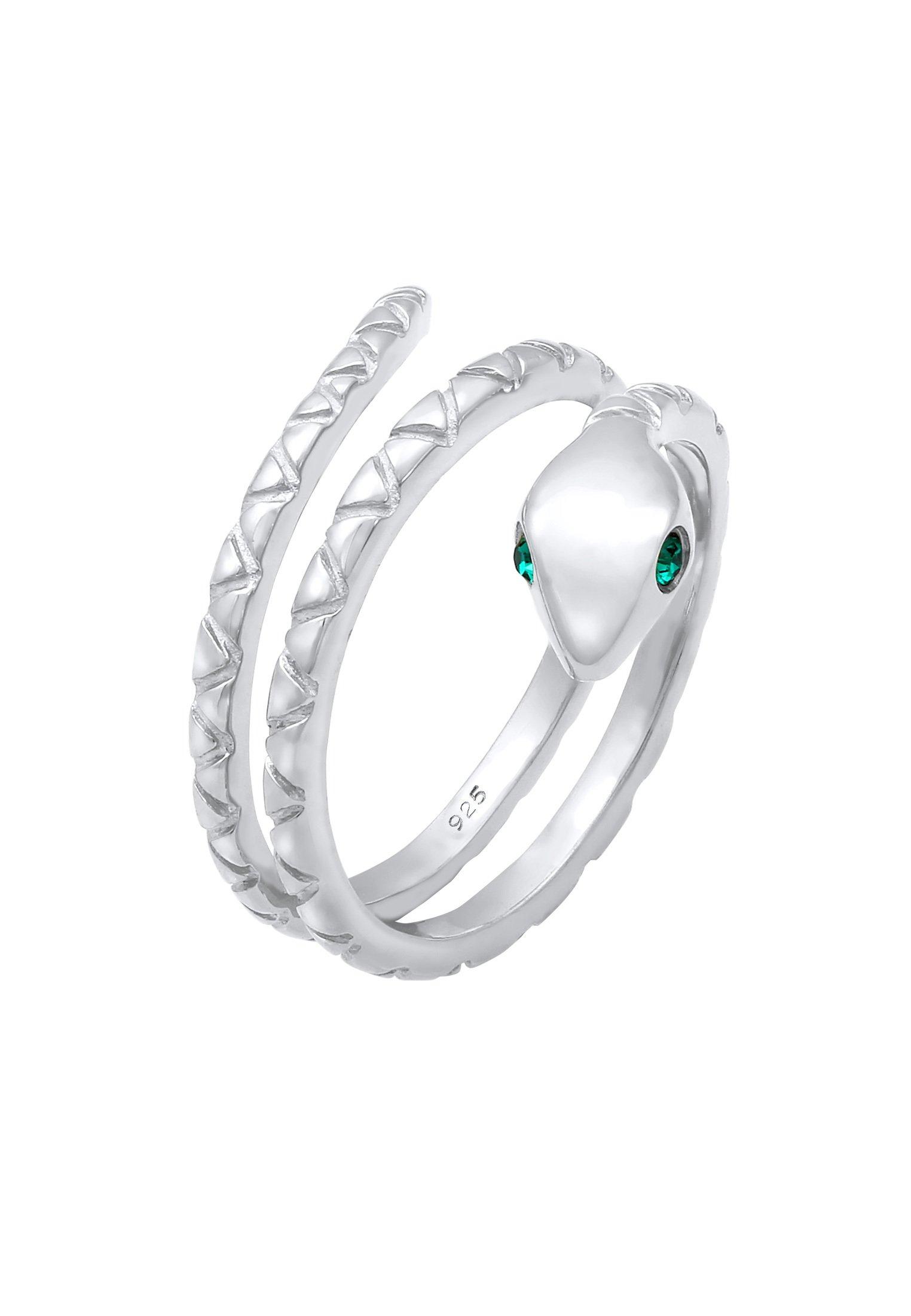 Image of Ring Schlangen Design Kristall Damen Silber 48mm
