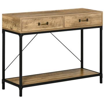 Table d'appoint console table d'entrée 2 tiroirs étagère inférieure vintage marron + noir 100 x 35 x 76,5 cm