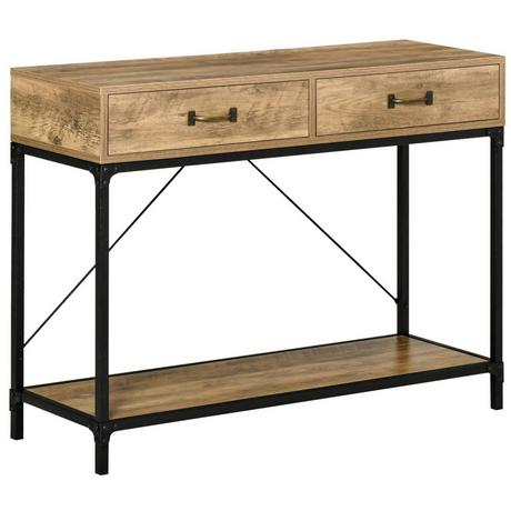 Northio Table d'appoint console table d'entrée 2 tiroirs étagère inférieure vintage marron + noir 100 x 35 x 76,5 cm  