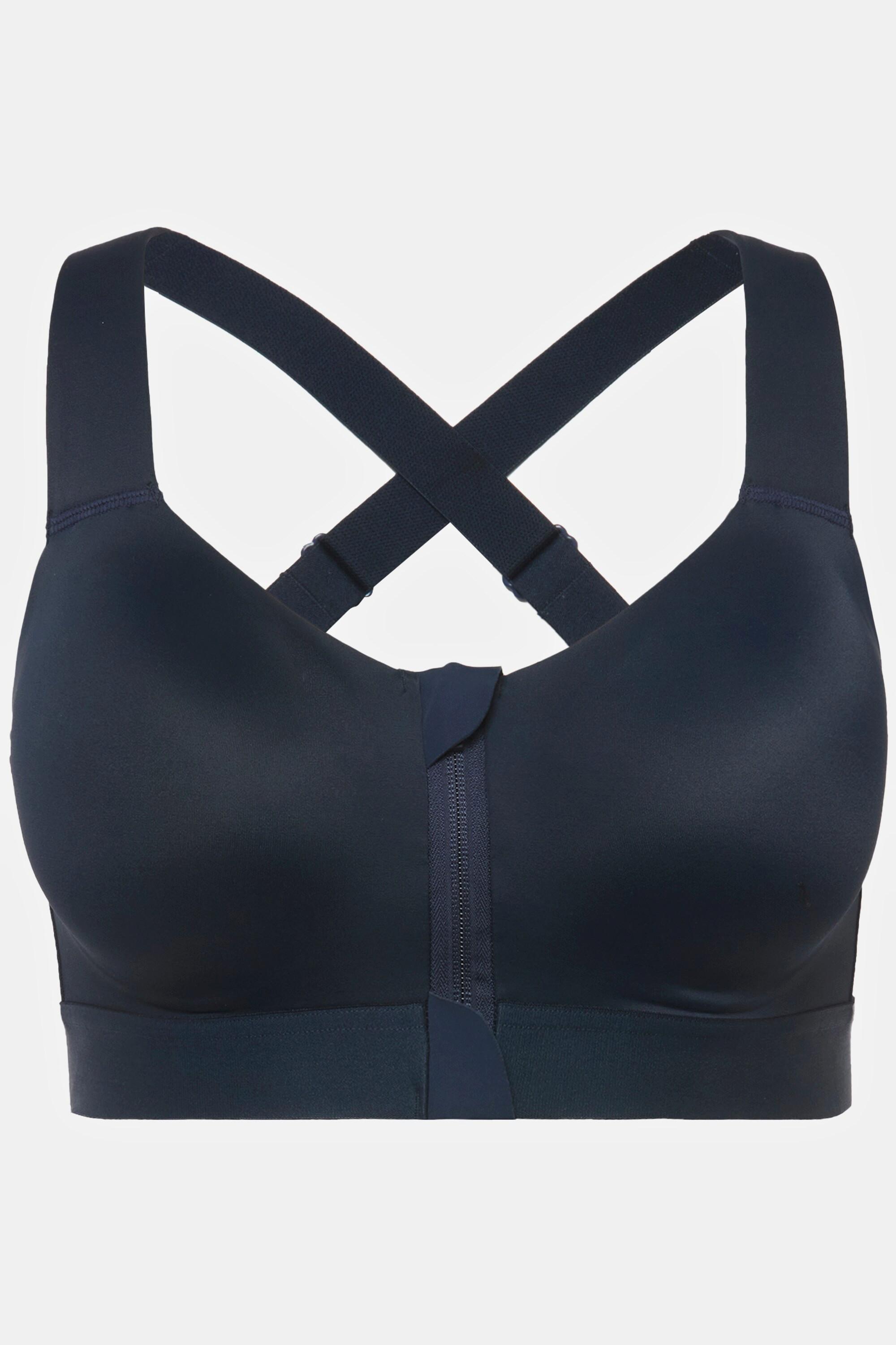 Ulla Popken  Reggiseno sportivo senza ferretto con zip e spalline incrociate 