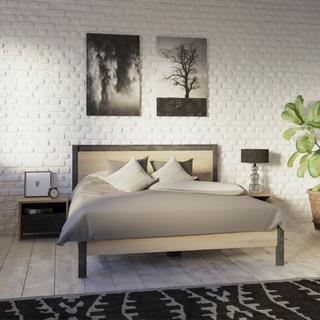 Calicosy Comodino 1 cassetto 1 nicchia stile rovere e nero L49,6 x H40 cm - Colorado  