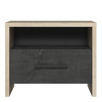 Comodino 1 cassetto 1 nicchia stile rovere e nero L49,6 x H40 cm - Colorado