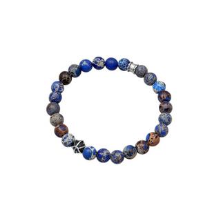 Kuzzoi  Bracelet Herren Achat Blau Beads Oxidiert 925Er Silber 