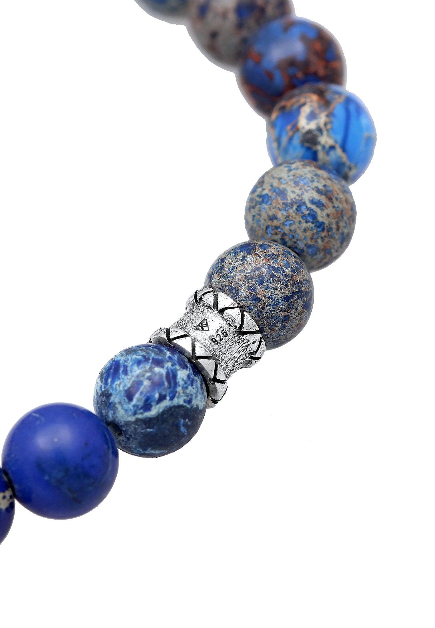 Kuzzoi  Bracelet Herren Achat Blau Beads Oxidiert 925Er Silber 