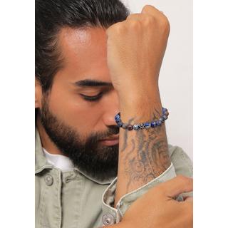 Kuzzoi  Bracelet Herren Achat Blau Beads Oxidiert 925Er Silber 