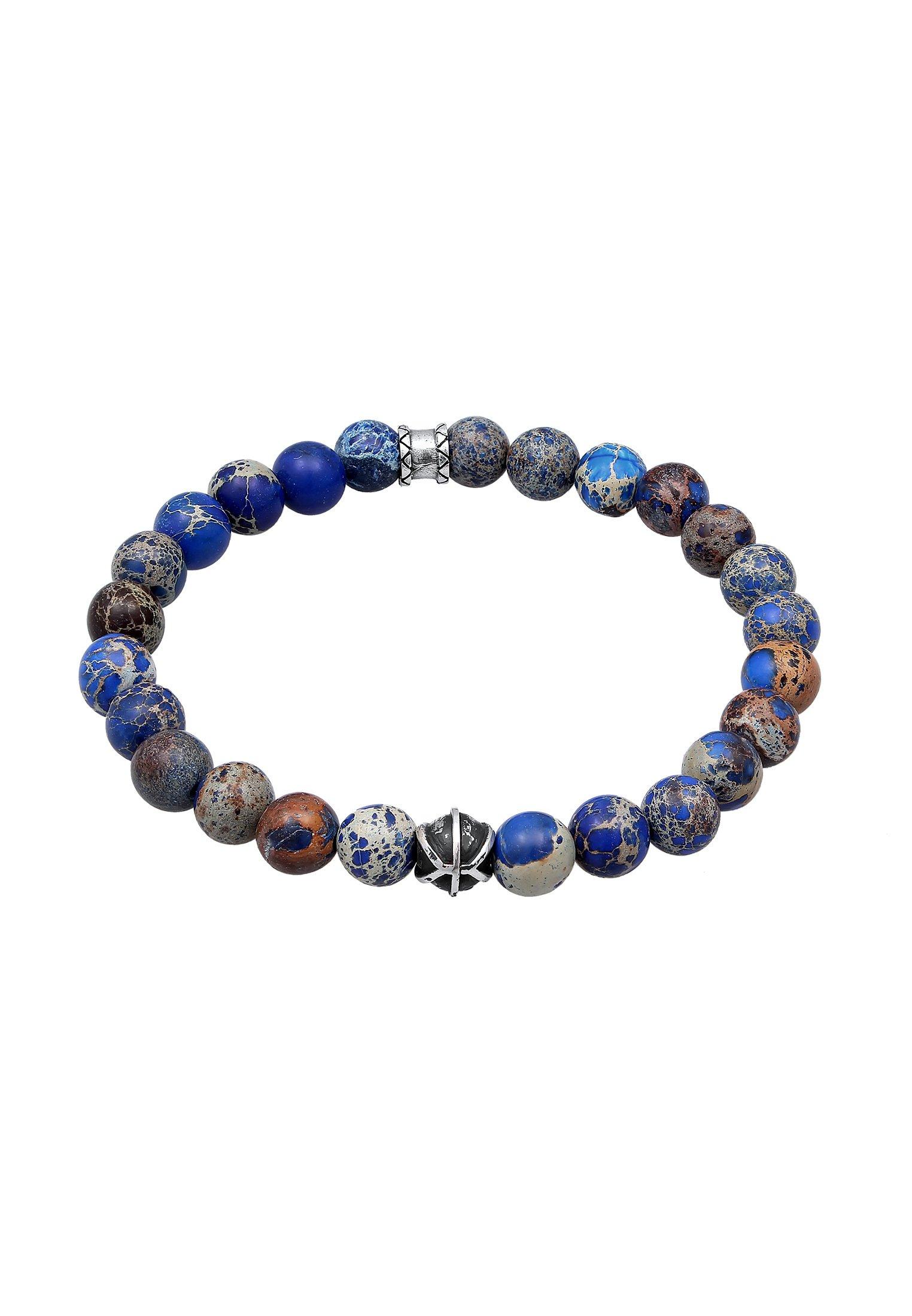 Image of Armband Achat Blau Beads Oxidiert 925er Silber Damen Blau 23cm