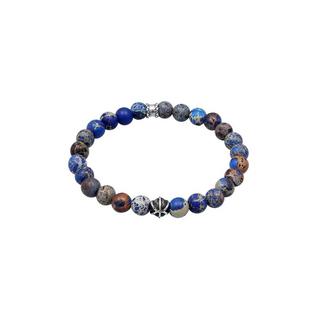 Kuzzoi  Bracelet Herren Achat Blau Beads Oxidiert 925Er Silber 