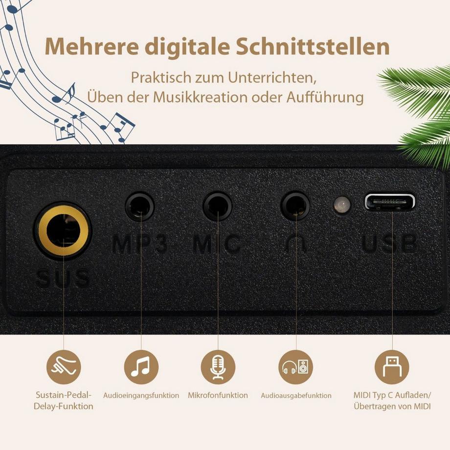 B2X  Elektronisches Keyboard 88 Tastatur Elektroklavier Digitale Keyboard Musikinstrument Set 