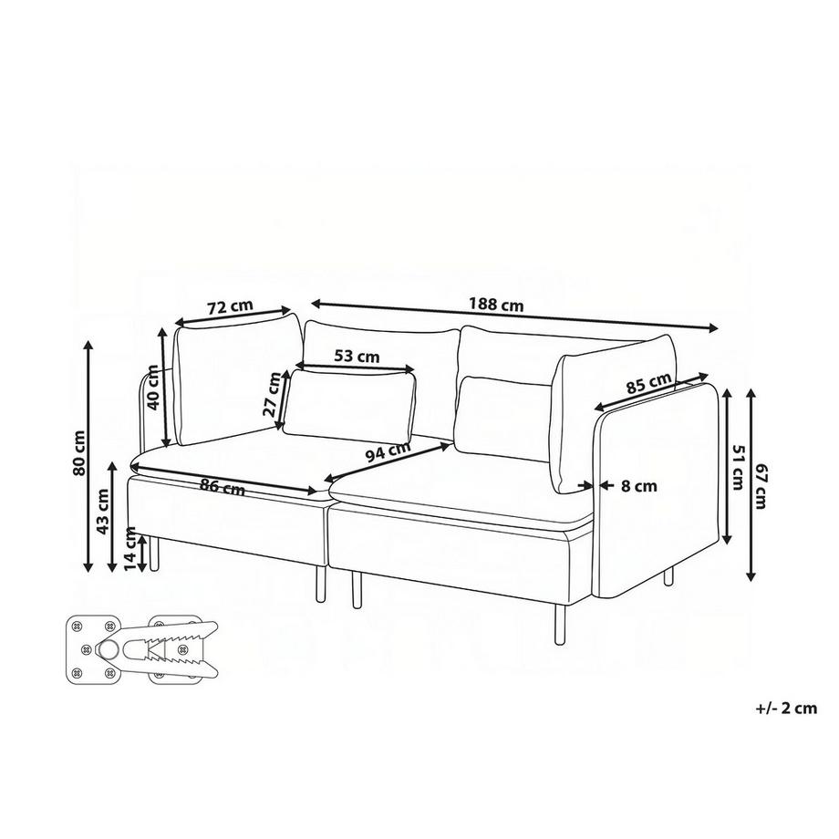 Beliani 2 Sitzer Sofa aus Cord  EGERIS  