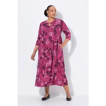 Maxikleid, Paisley, A-Linie, Rundhals, 3/4-Arm