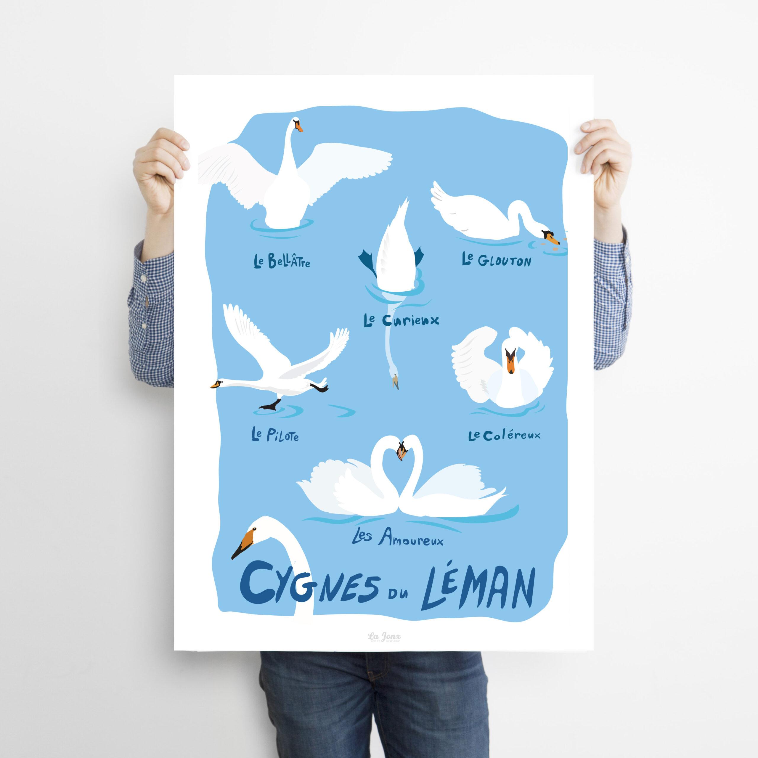 La-Jonx Cygnes du Léman - Poster  