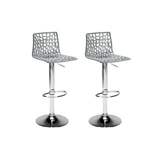 Vente-unique Lot de 2 Tabourets de bar CLARK Polypropylène perle  