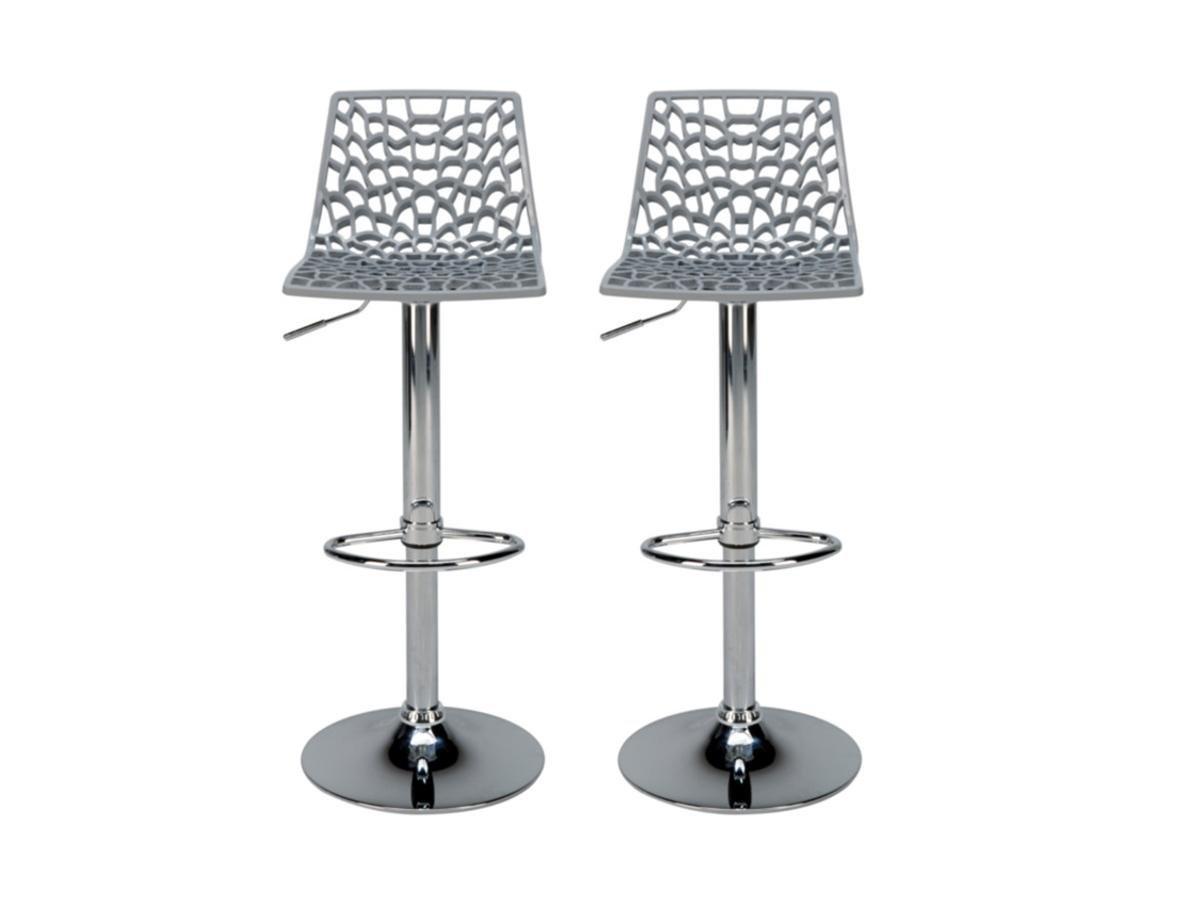 Vente-unique Lot de 2 Tabourets de bar CLARK Polypropylène perle  