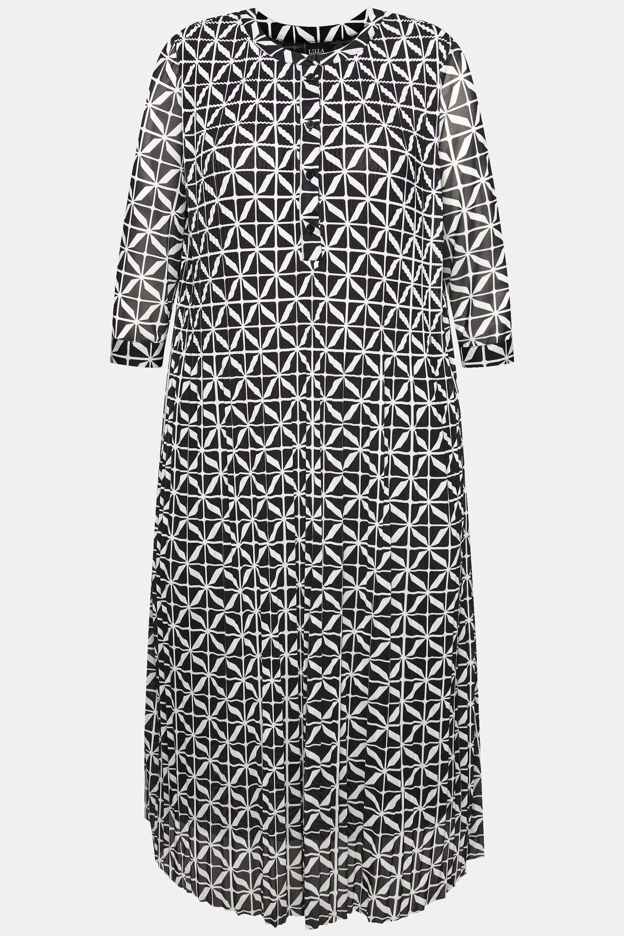 Ulla Popken  Robe maxi en mesh, doublée. Décolleté rond et manches 3/4. 