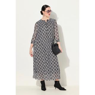 Ulla Popken  Robe maxi en mesh, doublée. Décolleté rond et manches 3/4. 