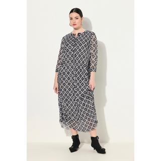 Ulla Popken  Robe maxi en mesh, doublée. Décolleté rond et manches 3/4. 