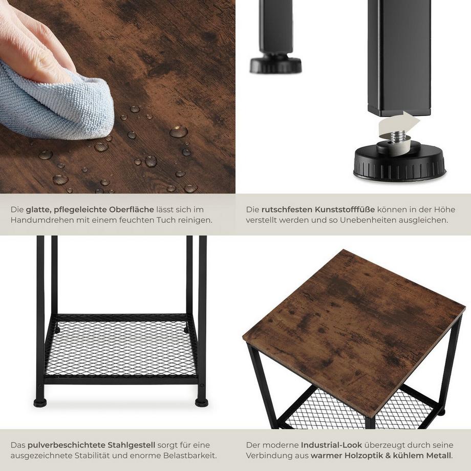 Tectake Table d'appoint DERBY style industriel  