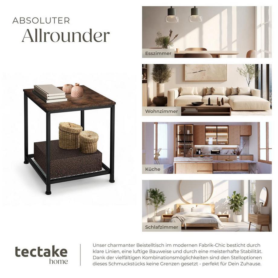 Tectake Beistelltisch Derby Industrial Style Holz und Stahl  