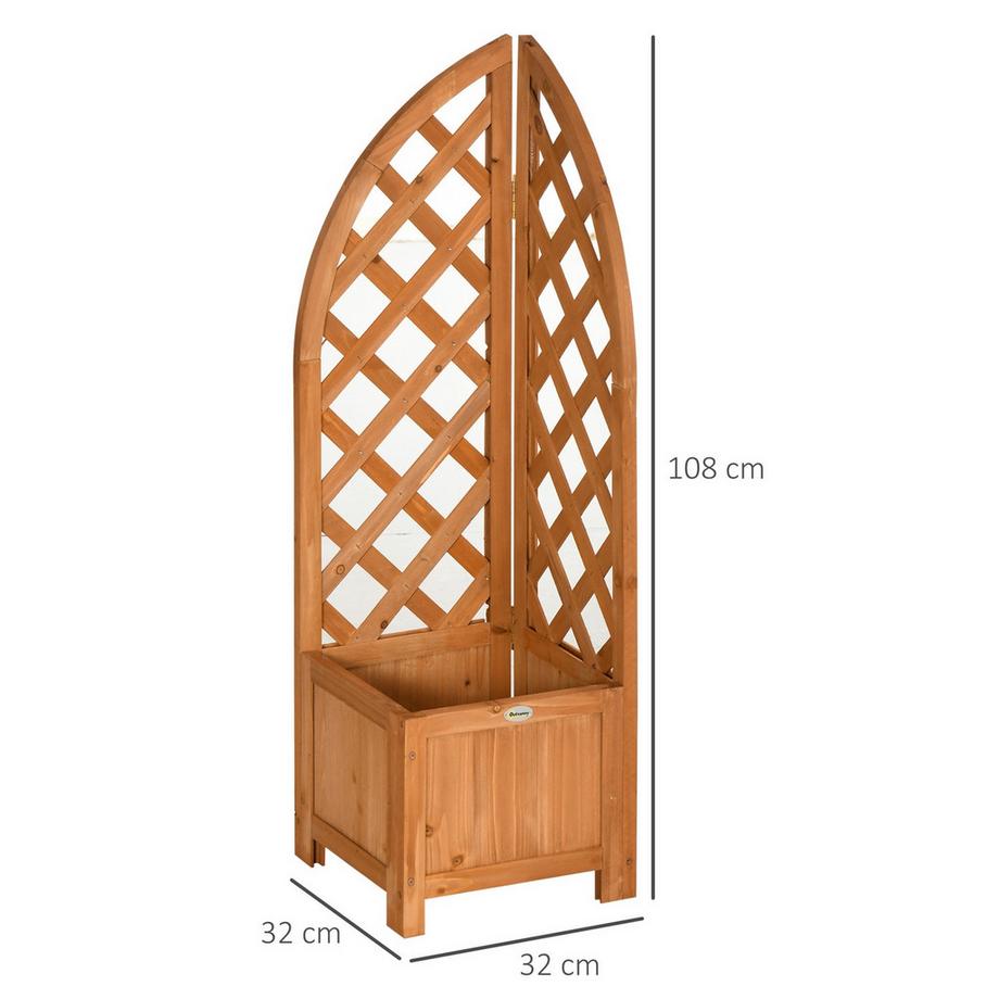 Northio Jardinière Avec Jardinière En Treillis Pour Jardin, Patio, Balcon, Bois Naturel, Marron, 32X32X108Cm  