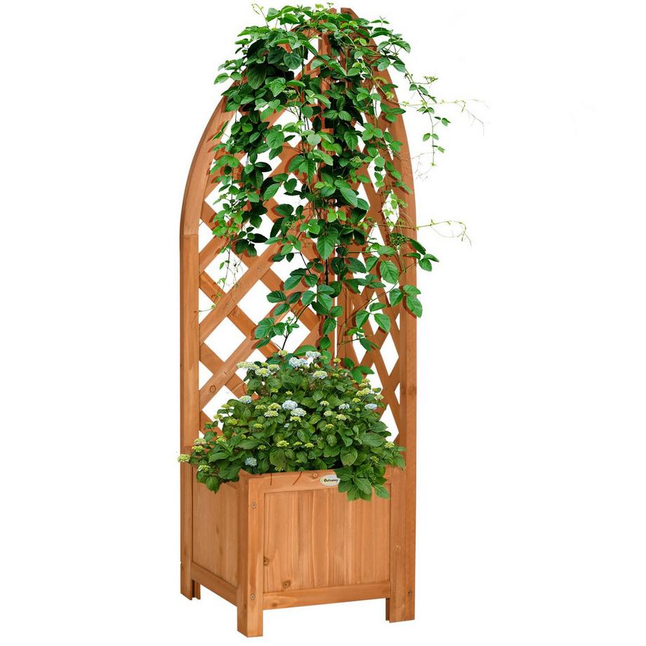Northio Jardinière Avec Jardinière En Treillis Pour Jardin, Patio, Balcon, Bois Naturel, Marron, 32X32X108Cm  