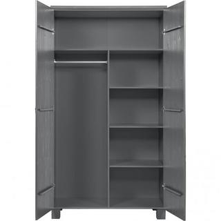 mutoni Armoire Dennis cuir poignées pin acier gris  