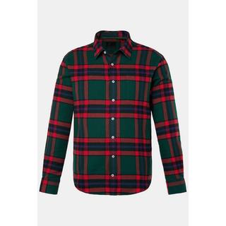 JP1880  Chemise en flanelle à carreaux, manches longues et col Kent, coupe Modern Fit - jusqu'au 8&nbsp;XL 