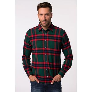 JP1880  Camicia di flanella a quadri dalla vestibilità moderna con maniche lunghe e colletto ad apertura inglese, fino alla tg. 8XL 