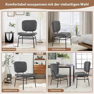 Northix Chaise de salle à manger avec siège incurvé et amp; Dossier Sherpa chaise de cuisine chaise rembourrée gris  