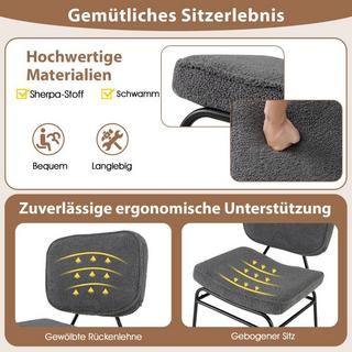 Northix Chaise de salle à manger avec siège incurvé et amp; Dossier Sherpa chaise de cuisine chaise rembourrée gris  