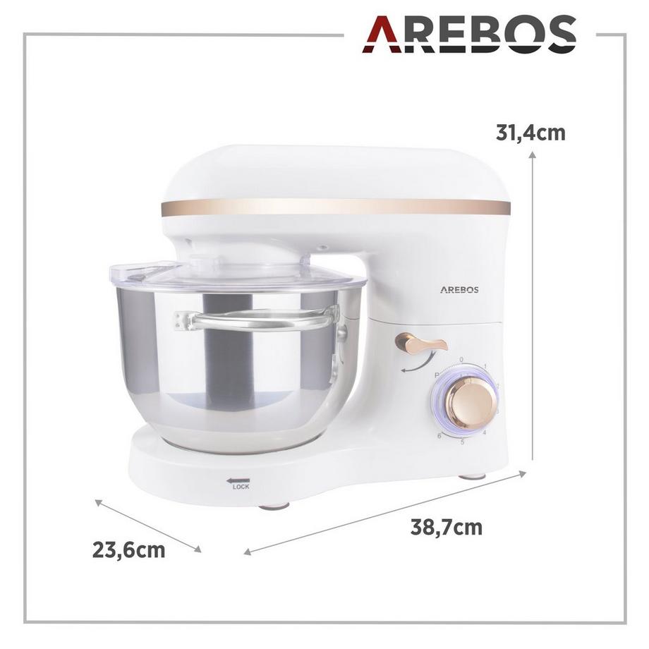 Arebos Robot da Cucina 1500W 6L in Acciaio Inox 6 Gradini Silenzioso  