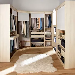 Module armoire 1 porte penderie 6 étagères hiba Couleur bois/métal