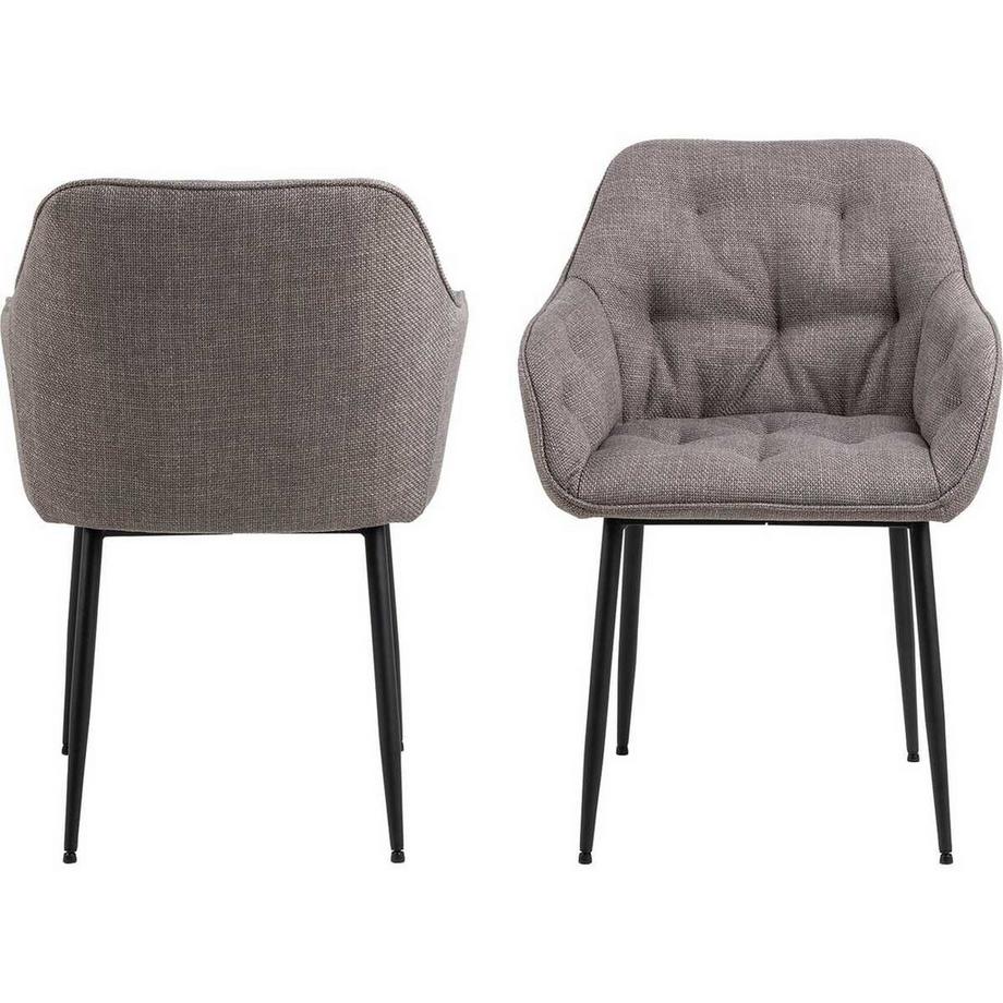 mutoni Chaise de salle à manger avec accoudoirs Shields gris-brun (1 pièce)  