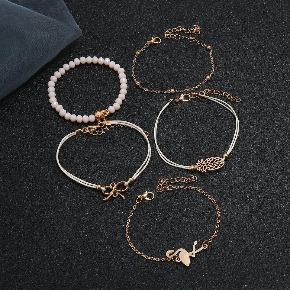 B2X  5 Stück dünne Armbänder – goldfarben 