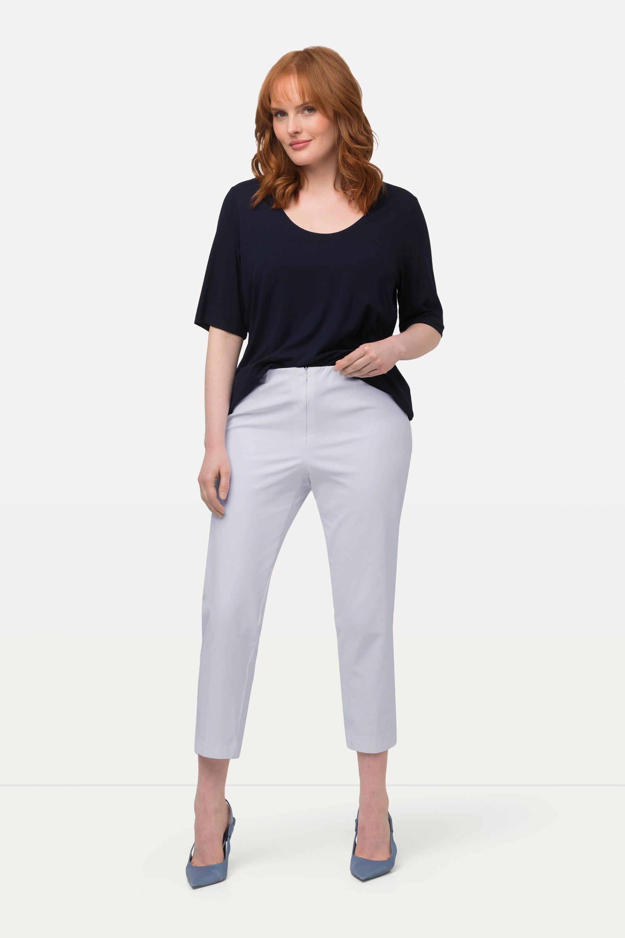 Ulla Popken  Pantaloni a 7/8 modello Sophie con cintura comoda e taglio della gamba conico 