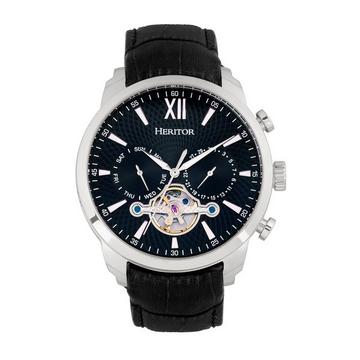 Heritor Montre Automatique Arthur Semi-Squelette avec Bracelet en Cuir avec Jour/Date