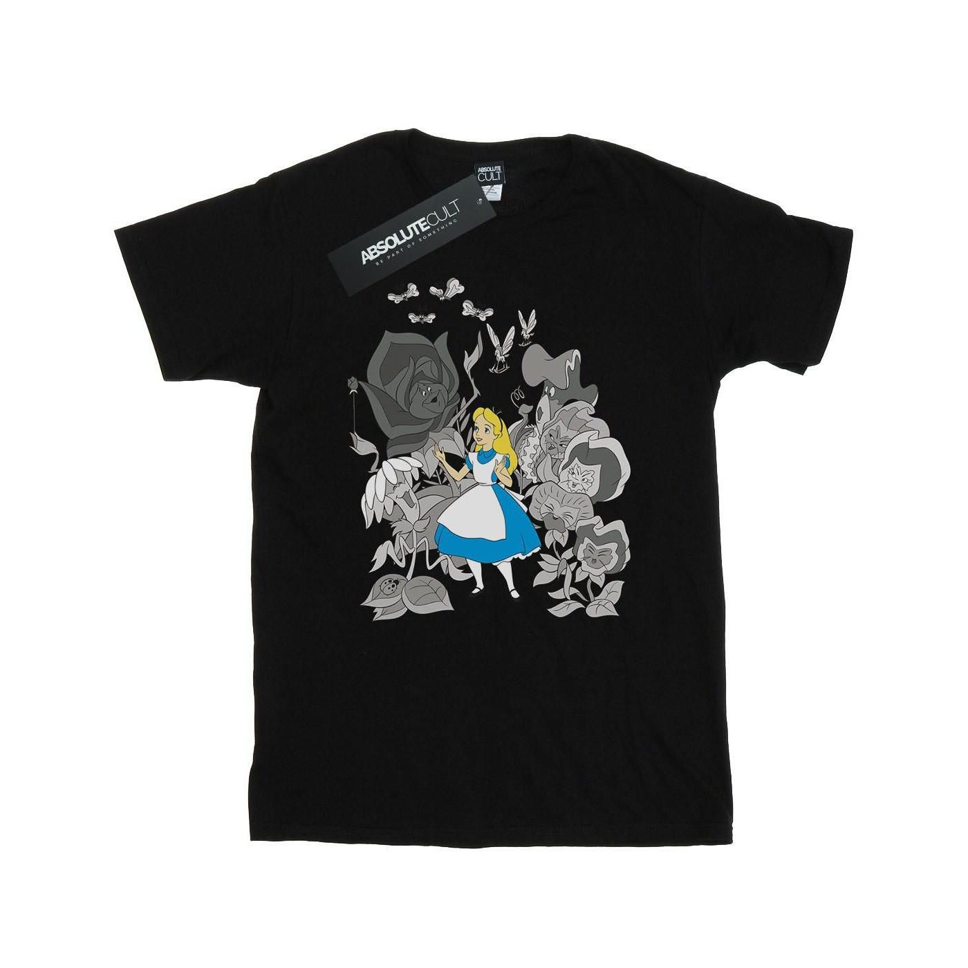 Image of Alice In Wonderland Flowers Tshirt Herren Schwarz 3XL